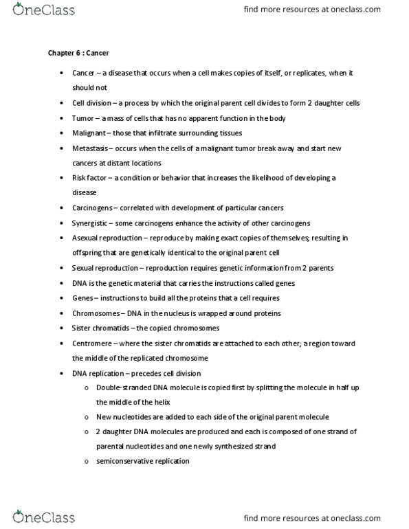 BISC104 Chapter Notes - Chapter 6 : Nuclear Membrane, Ploidy, Karyotype thumbnail